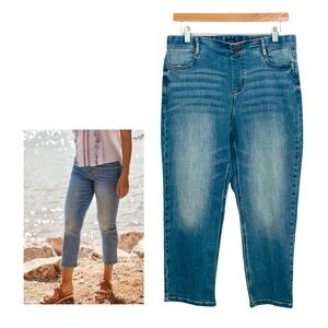 J. Jill Denim High Rise Straight Leg Pull On Jeans Light-Medium Wash 10 Petite